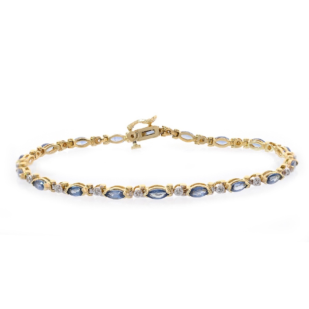 3.60 Carat Sapphires & Diamond Bracelet 14K Gold